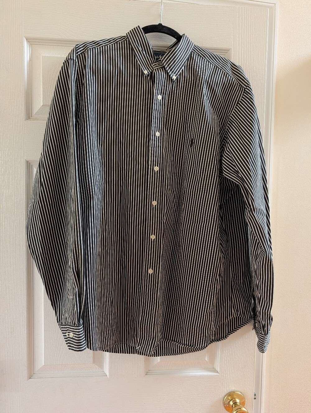 Ralph Lauren Black and White Striped Button-Down Shirt